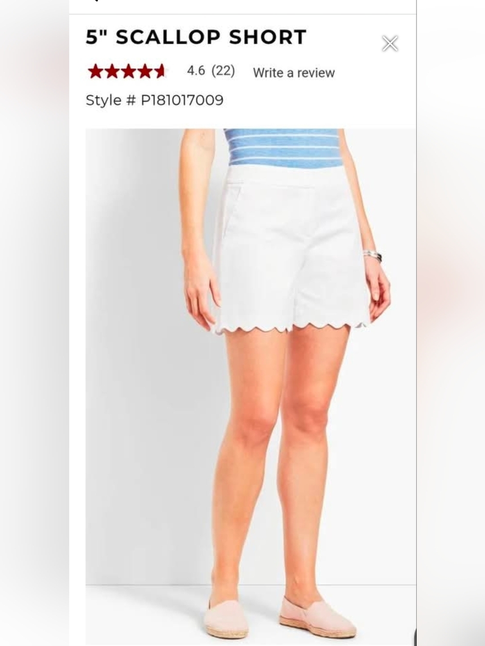 Talbots Size 10 White Scalloped Shorts. EUC